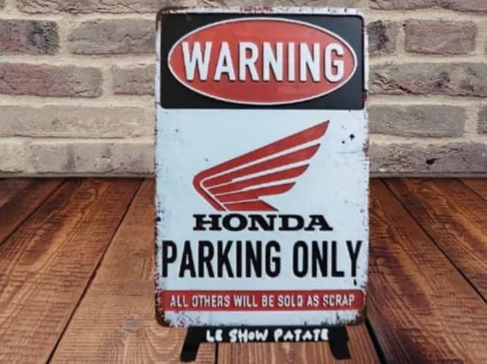 Plaque Vintage Parking Only Honda Hueforge Plaque Vintage Parking Only Honda Hueforge
