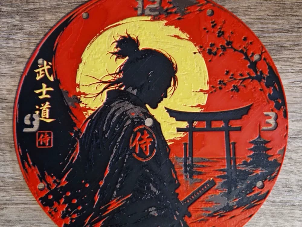 Samurai Clock by Schuettdesign HueForge model: Samurai Clock by Schuettdesign