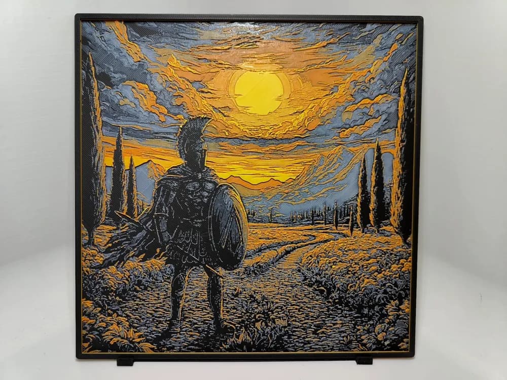 Spartan Warrior Sunset - Hueforge by BeaN HueForge model: Spartan Warrior Sunset - Hueforge by BeaN