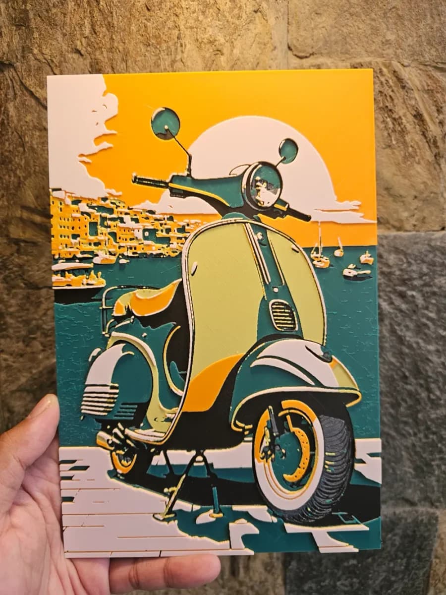 Vespa Pop Art Hueforge by Loki HueForge model: Vespa Pop Art Hueforge by Loki