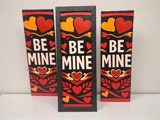 Be Mine Valentine 50mm x 150mm Bookmark by MythicHue's HueForge model: Be Mine Valentine 50mm x 150mm Bookmark by MythicHue's