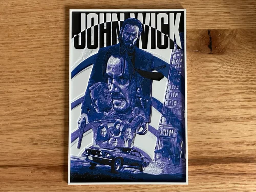 John Wick (2014) Hueforge Movie Poster by NiiON HueForge model: John Wick (2014) Hueforge Movie Poster by NiiON