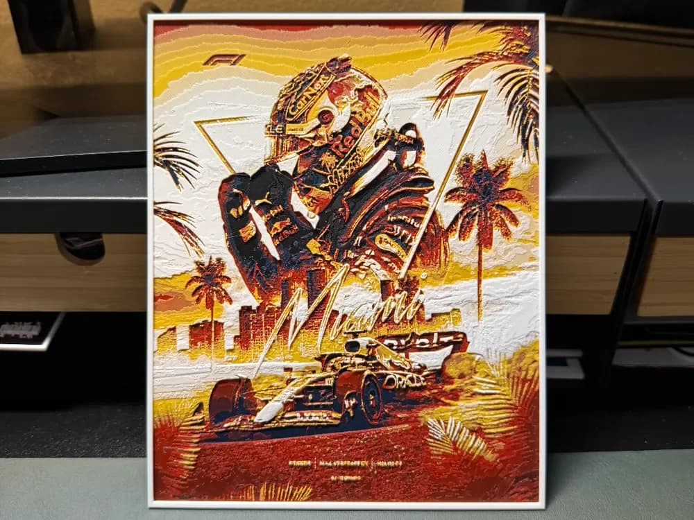 Max Verstappen Miami HueForge by liv_3d HueForge model: Max Verstappen Miami HueForge by liv_3d