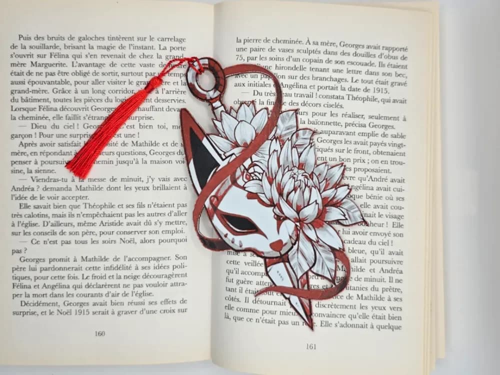 Bookmark Kitsune Flowers by Kactus Fpv HueForge model: Bookmark Kitsune Flowers by Kactus Fpv