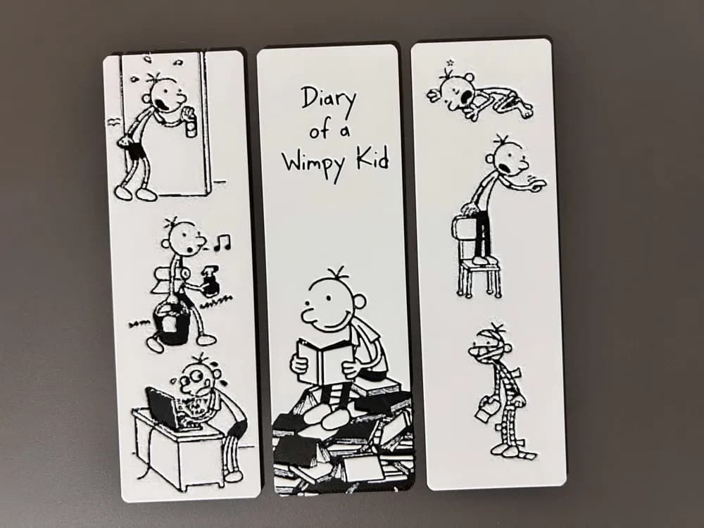 Diary of a Wimpy Kid - Bookmark Set by 3djd HueForge model: Diary of a Wimpy Kid - Bookmark Set by 3djd