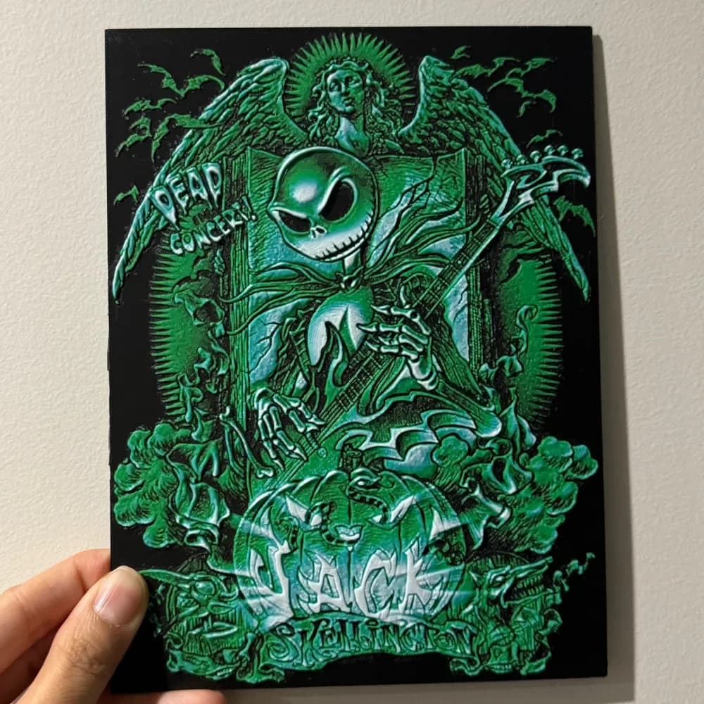 Jack Skellington Band Poster by cyanidesugar HueForge model: Jack Skellington Band Poster by cyanidesugar