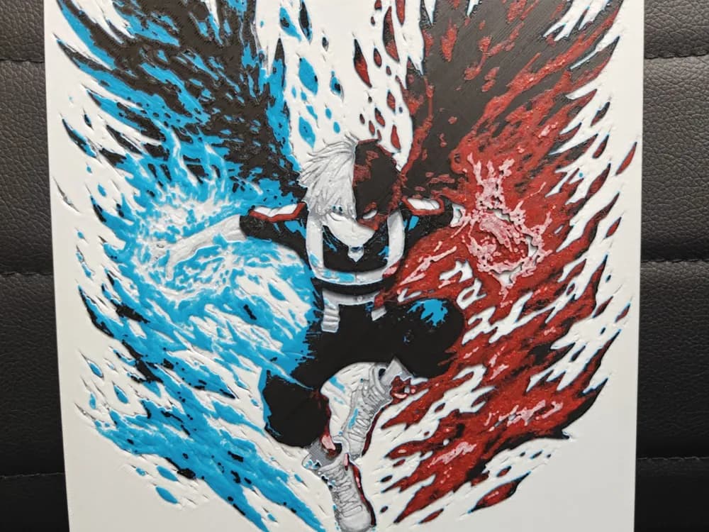 HueForge model: Shoto Todoroki My Hero Academia by TheHueforgeLady