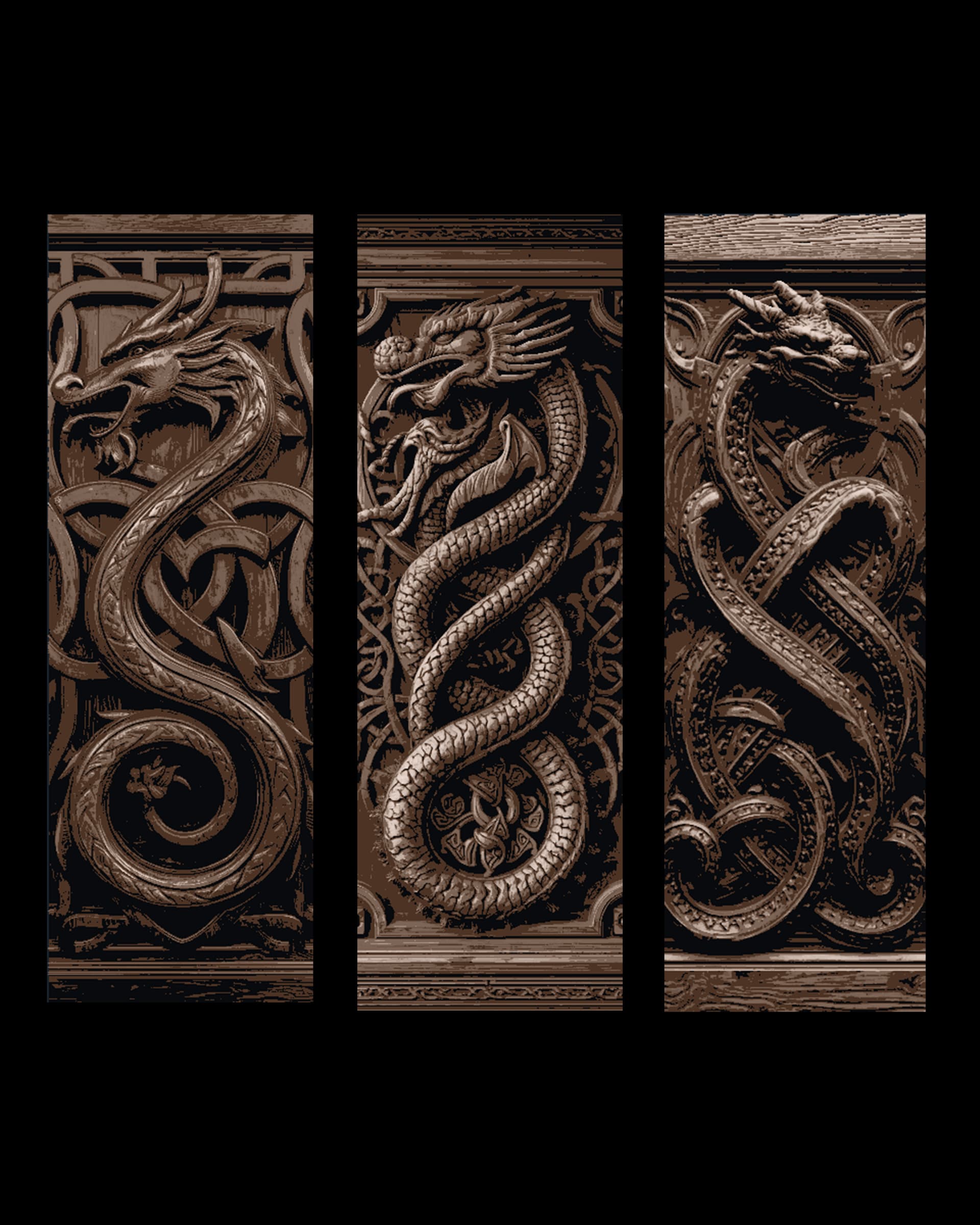 Celtic and Norse Knotwork Celebrating the Serpent Dragon - Set of bookmarks by booneco3d HueForge model: Celtic and Norse Knotwork Celebrating the Serpent Dragon - Set of bookmarks by booneco3d