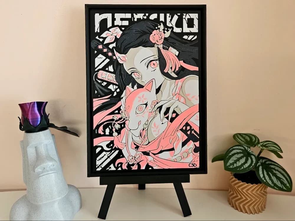 Nezuko - Demon Slayer Poster / Picture by C3D HueForge model: Nezuko - Demon Slayer Poster / Picture by C3D