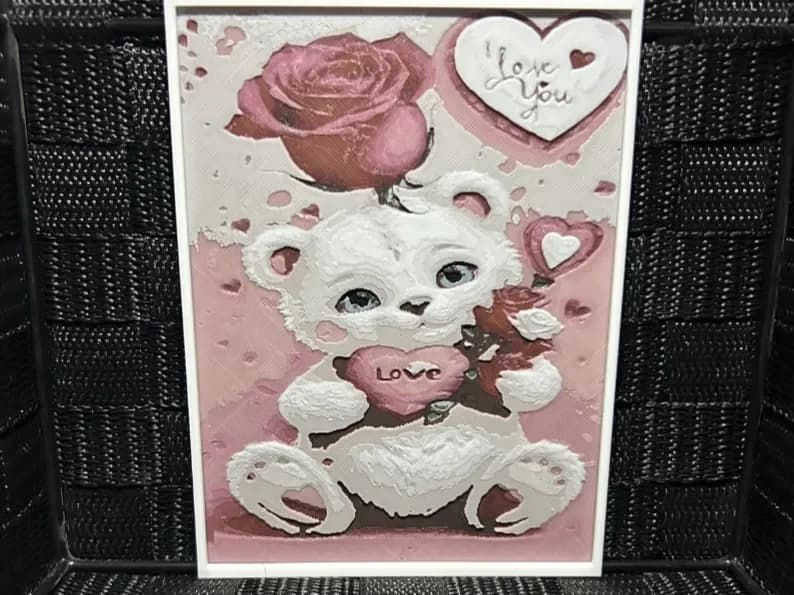 Hueforge Greeting Card - Teddy Bear I Love You - by JoDau HueForge model: Hueforge Greeting Card - Teddy Bear I Love You - by JoDau