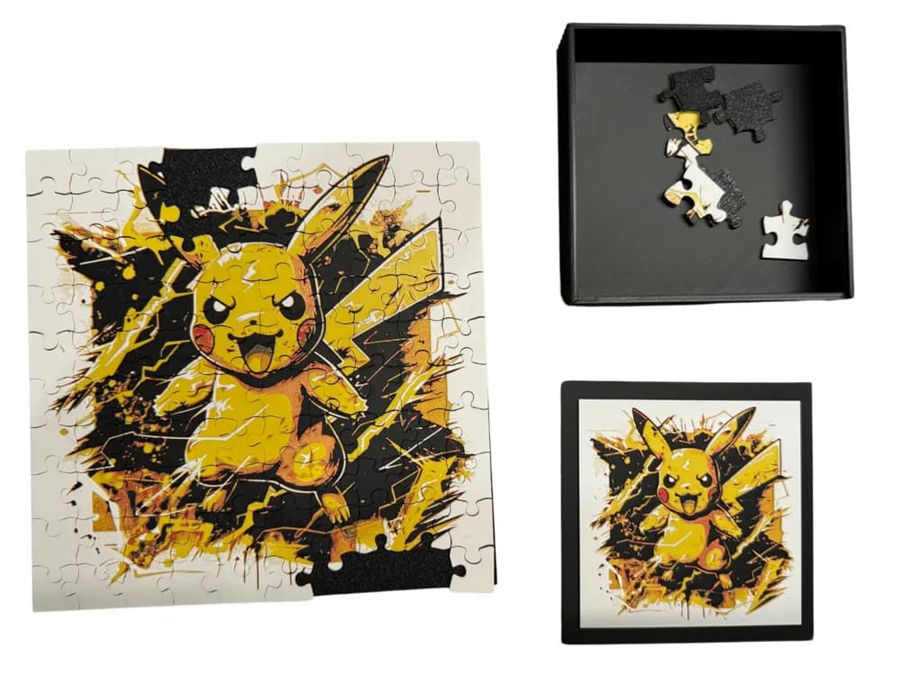 Pikachu - Puzzle & Lid by Canadian Gamer HueForge model: Pikachu - Puzzle & Lid by Canadian Gamer
