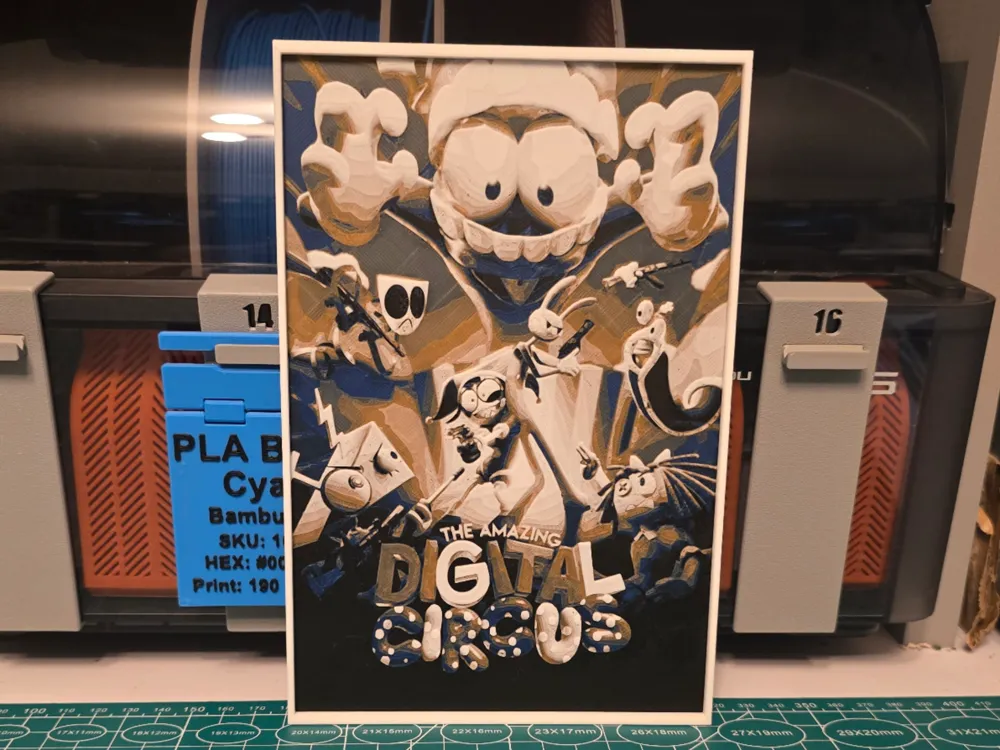 The Amazing Digital Circus Poster - Hueforge Art by Lumpy3D HueForge model: The Amazing Digital Circus Poster - Hueforge Art by Lumpy3D