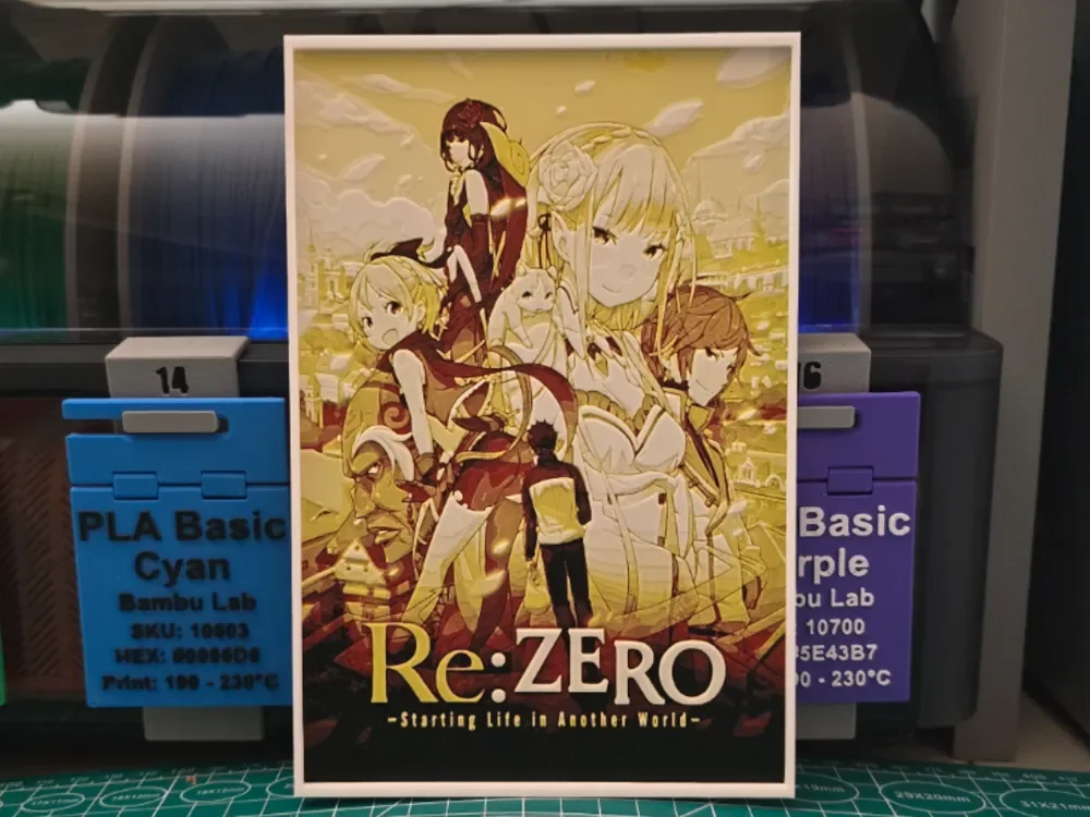 Re: Zero - Starting Life in Another World Poster by Lumpy3D HueForge model: Re: Zero - Starting Life in Another World Poster by Lumpy3D