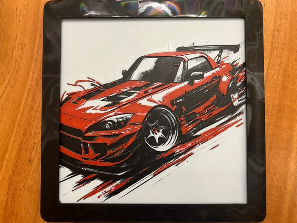 Honda S2000 Drift Car by JustBe 3D Printing HueForge model: Honda S2000 Drift Car by JustBe 3D Printing