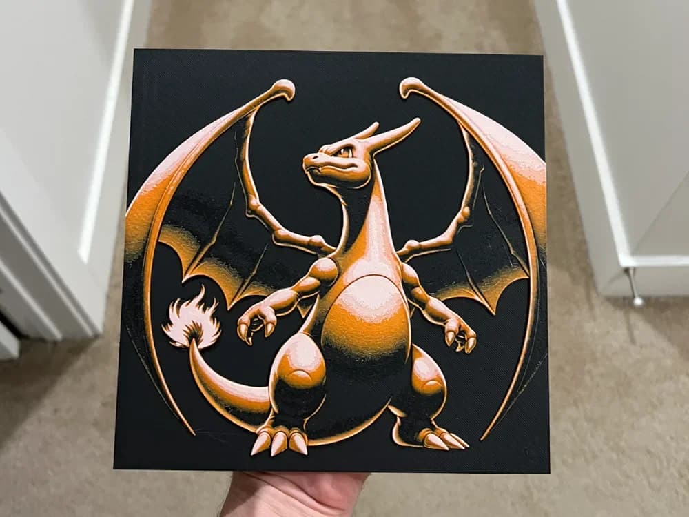 Charizard Pokemon Art Hueforge by RP47 Designs HueForge model: Charizard Pokemon Art Hueforge by RP47 Designs