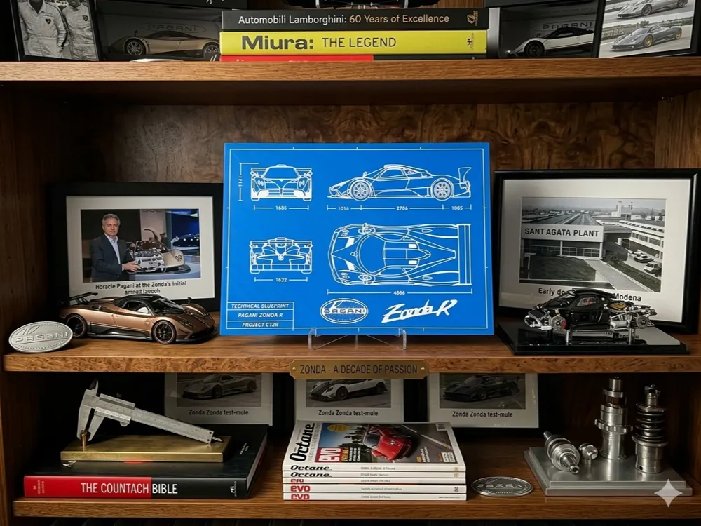 Pagani Zonda R - Blueprint by keko HueForge model: Pagani Zonda R - Blueprint by keko