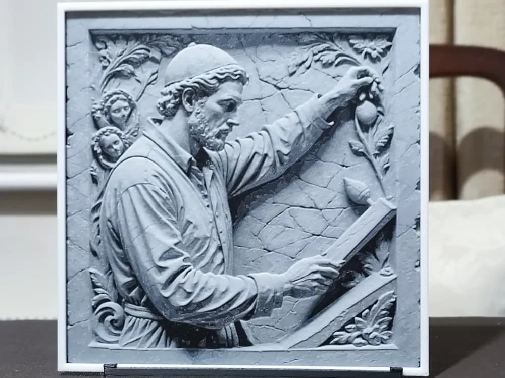 HueForge model: Carving The Sculptor (Concrete) - HueForge 3 Color by BoDad