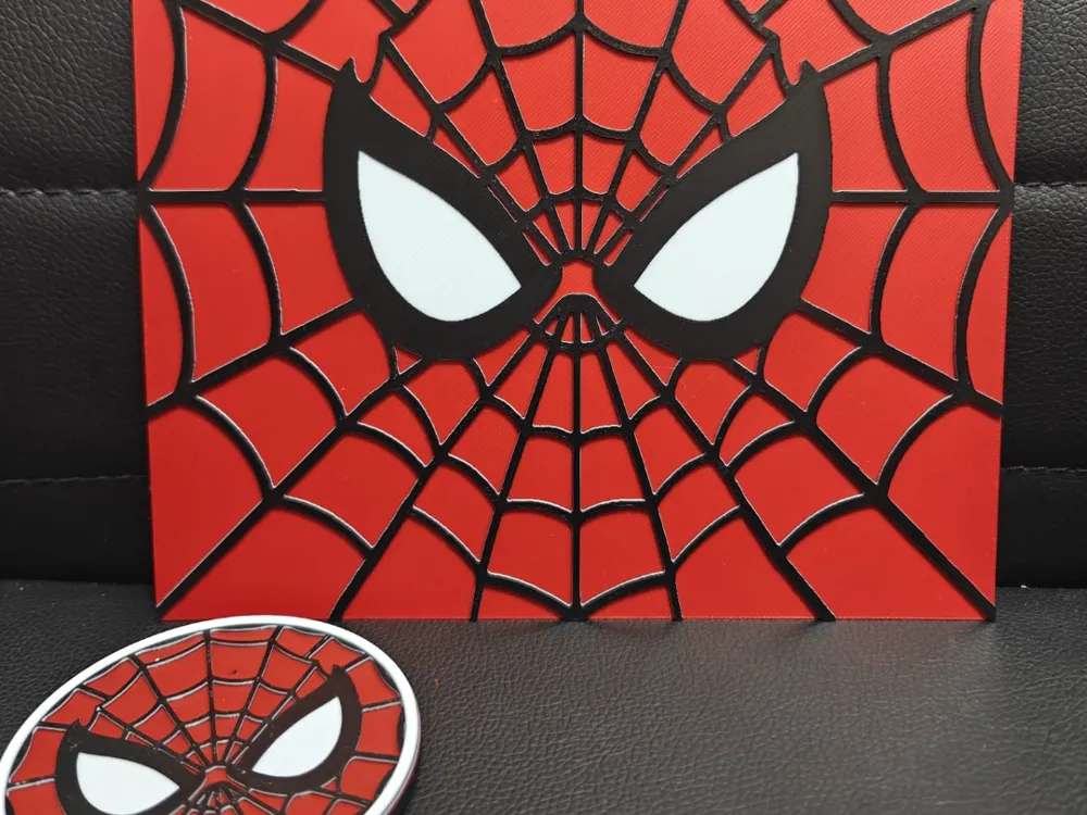 HueForge model: Spider-Man Spiderweb set with Coaster by TheHueforgeLady