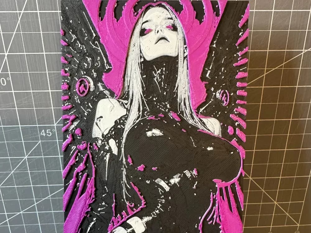 4x8 hueforge of cyborg winged lady by SBC Creations HueForge model: 4x8 hueforge of cyborg winged lady by SBC Creations
