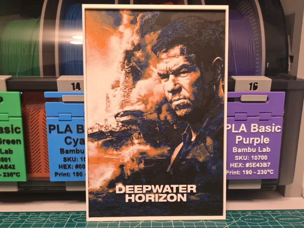 Deepwater Horizon Movie Poster - Hueforge Art by Lumpy3D HueForge model: Deepwater Horizon Movie Poster - Hueforge Art by Lumpy3D