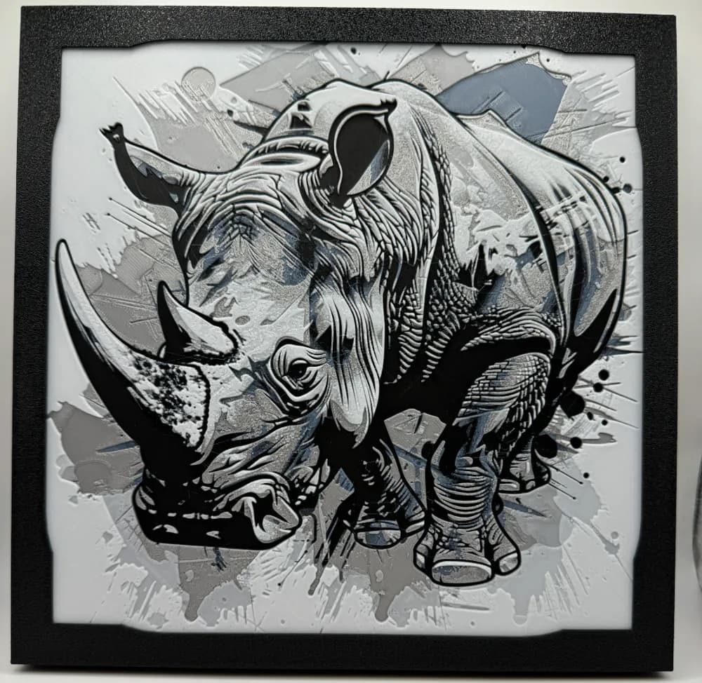 Rhino - Hueforge by Canadian Gamer HueForge model: Rhino - Hueforge by Canadian Gamer