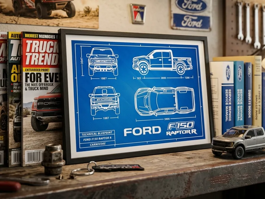 Ford F-150 Raptor R Blueprint Style by keko HueForge model: Ford F-150 Raptor R Blueprint Style by keko