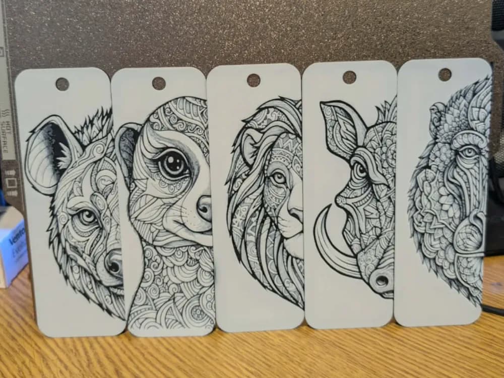 Lion king inspired - mandala bookmarks set of 5 by 3dGlow HueForge model: Lion king inspired - mandala bookmarks set of 5 by 3dGlow