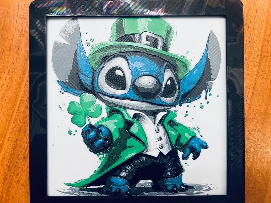 Stitch dressed as a Leprechaun by JustBe 3D Printing HueForge model: Stitch dressed as a Leprechaun by JustBe 3D Printing