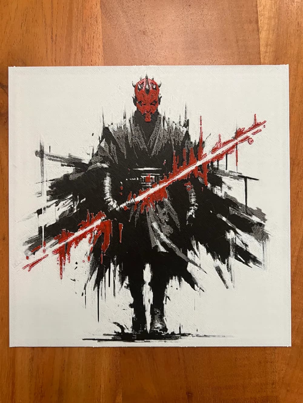 Darth Maul with Red Double Lightsaber 2.0 by JustBe 3D Printing HueForge model: Darth Maul with Red Double Lightsaber 2.0 by JustBe 3D Printing