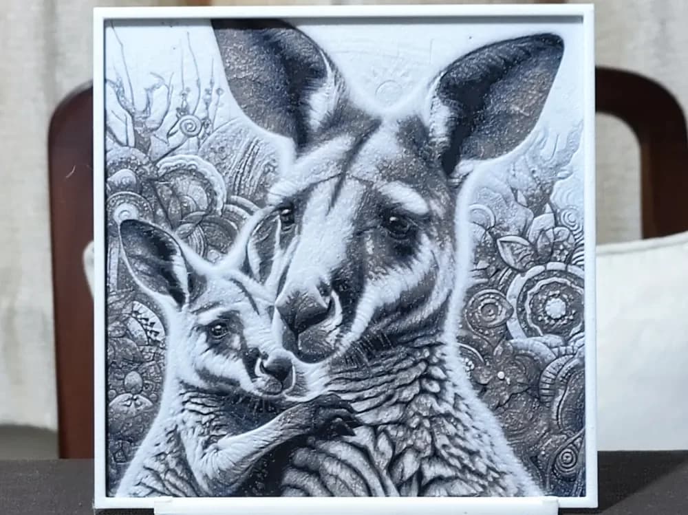 HueForge model: Mother Kangaroo & Joey - HueForge 3 Color by BoDad