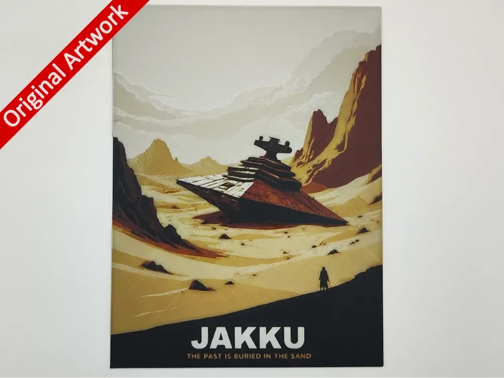 Jakku travel poster - hueforge by Altf4-Formation HueForge model: Jakku travel poster - hueforge by Altf4-Formation