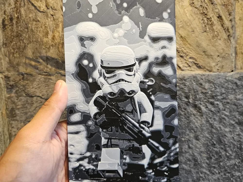 Brick Stormtrooper Star Wars Hueforge by Loki HueForge model: Brick Stormtrooper Star Wars Hueforge by Loki