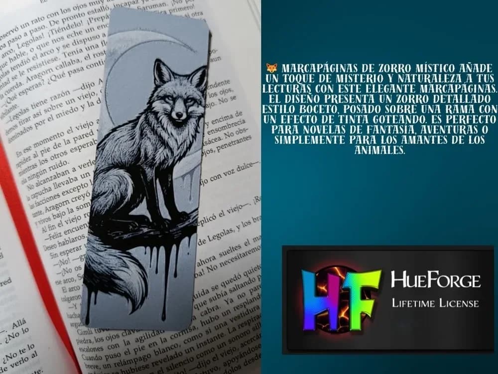 Mystical Fox Bookmark by FYTY112 HueForge model: Mystical Fox Bookmark by FYTY112