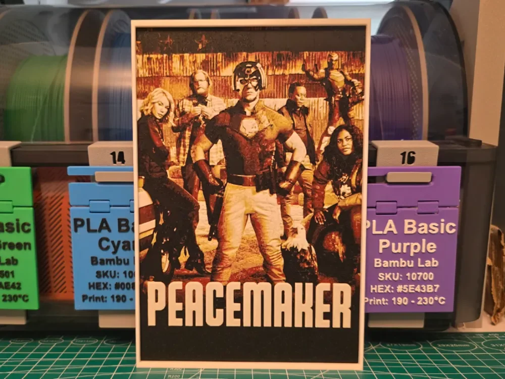 Peacemaker Poster - Hueforge Art by Lumpy3D HueForge model: Peacemaker Poster - Hueforge Art by Lumpy3D
