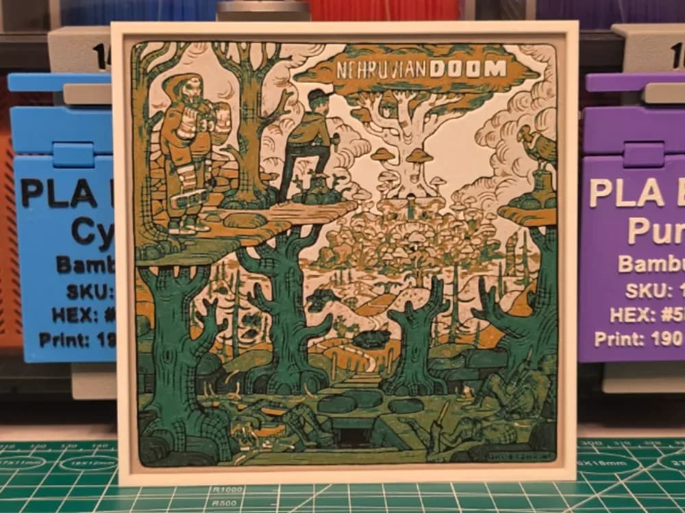 NehruvianDOOM Album - Hueforge Art by Lumpy3D HueForge model: NehruvianDOOM Album - Hueforge Art by Lumpy3D