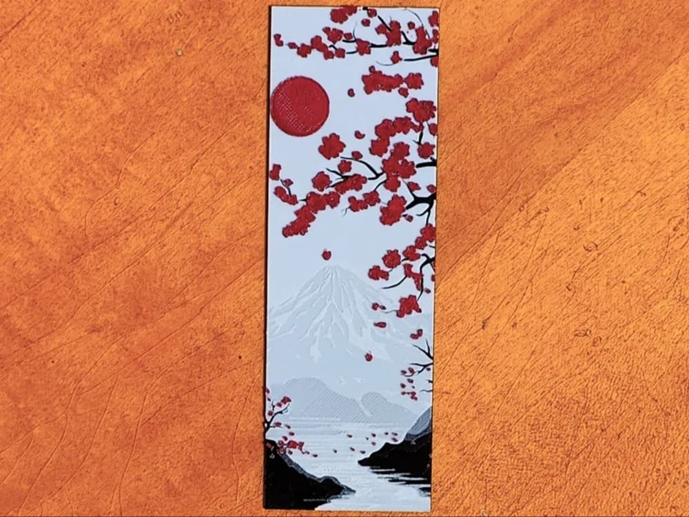 Cherry Blossom and Mountain Bookmark - 3 Colours Cherry Blossom and Mountain Bookmark - 3 Colours