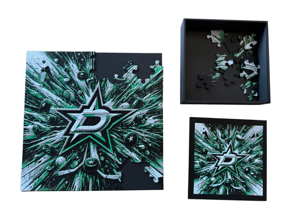 Dallas Stars - Puzzle & Lid by Canadian Gamer HueForge model: Dallas Stars - Puzzle & Lid by Canadian Gamer