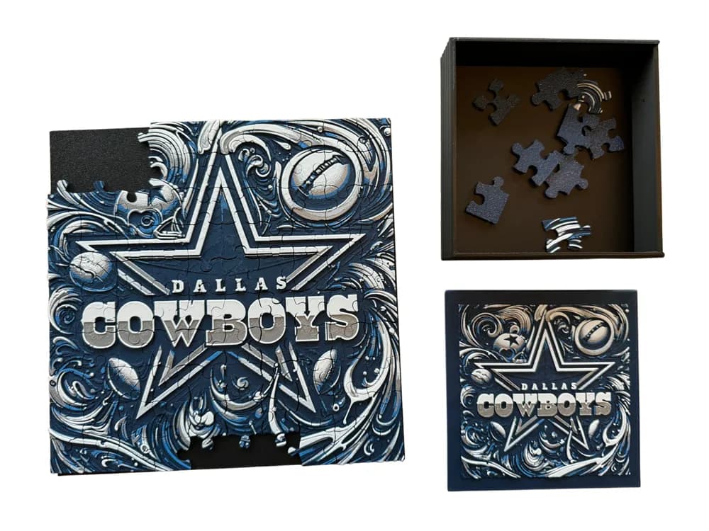 HueForge model: Dallas Cowboys - Puzzle & Lid by Canadian Gamer