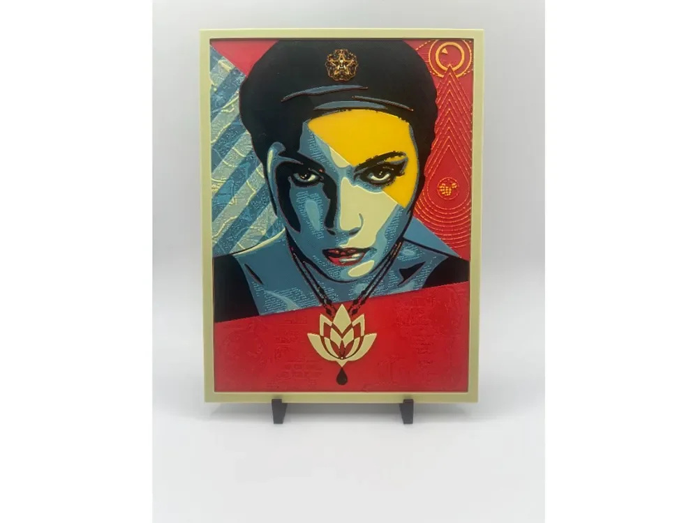 Shepard Fairey-inspired Lotus Woman HueForge. Shepard Fairey-inspired Lotus Woman HueForge.