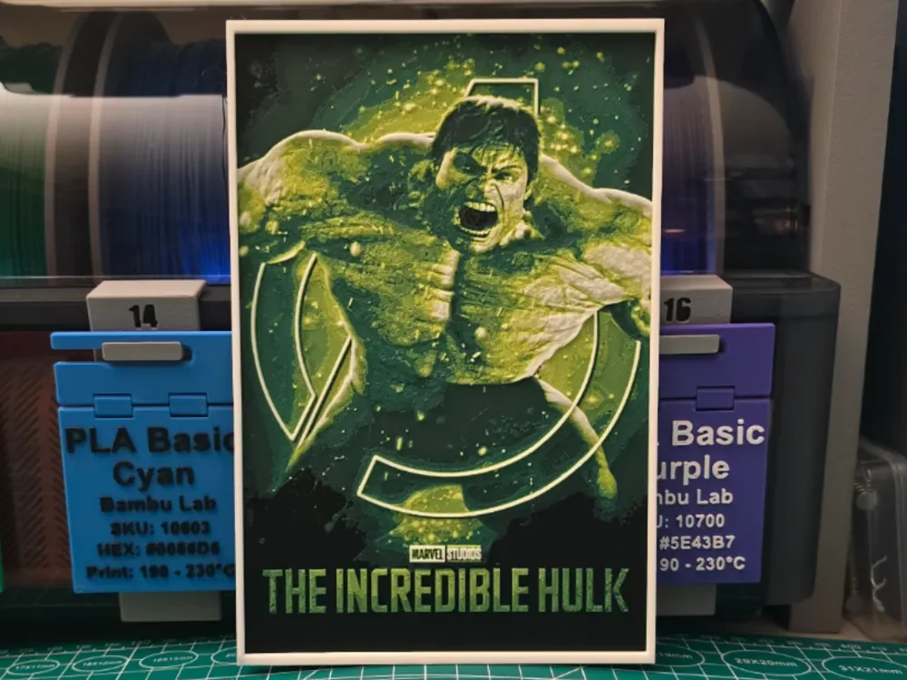 HueForge model: The Incredible Hulk Movie Poster - Hueforge Art by Lumpy3D