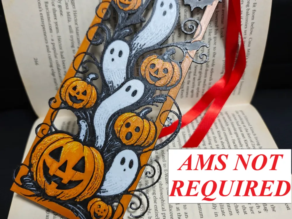 Halloween Bookmark Wall Decor NO AMS NEEDED by TheHueforgeLady HueForge model: Halloween Bookmark Wall Decor NO AMS NEEDED by TheHueforgeLady