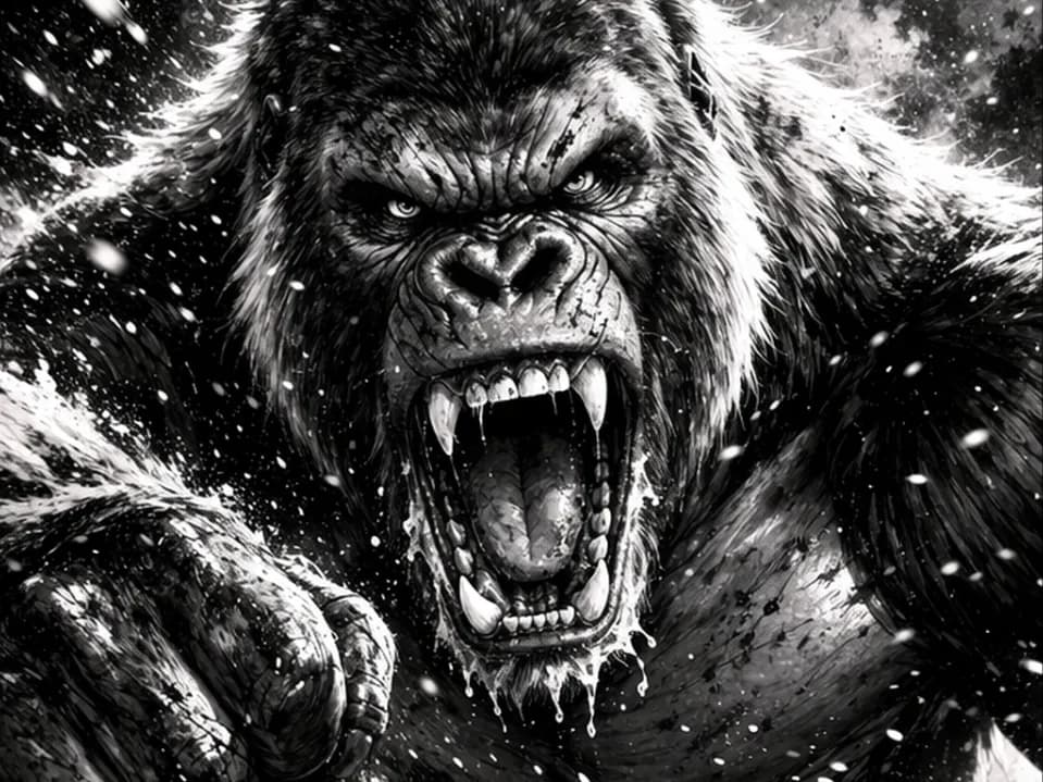 Gorilla – Black and White Animal Series Hueforge Gorilla – Black and White Animal Series Hueforge