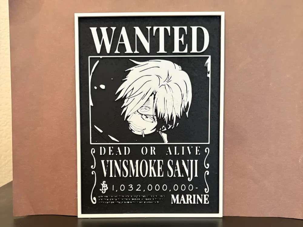 Vinsmoke Sanji Wanted Poster -One Piece Hueforge by Estiv HueForge model: Vinsmoke Sanji Wanted Poster -One Piece Hueforge by Estiv