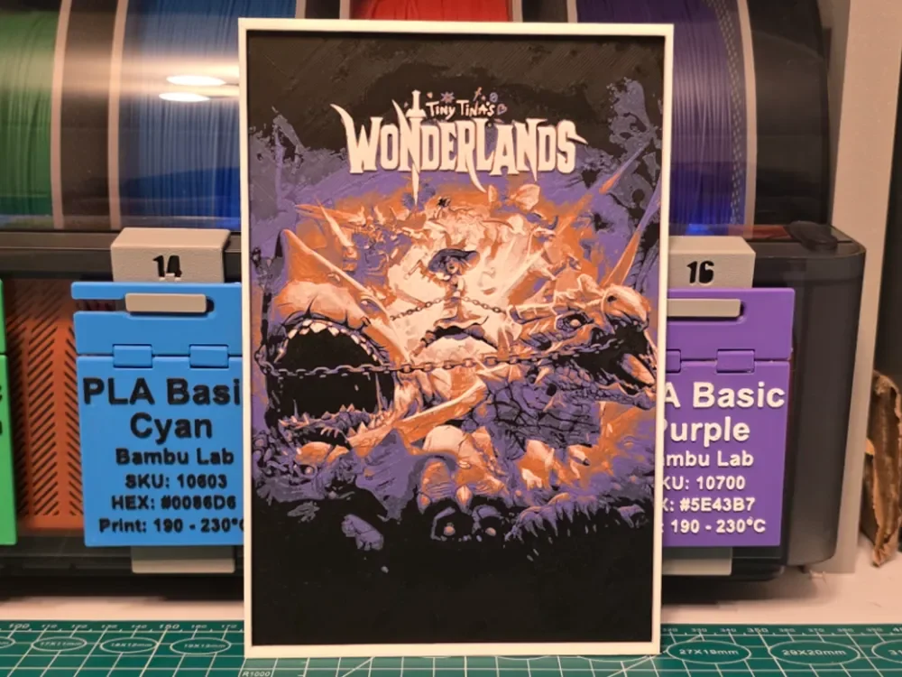 Tiny Tina's Wonderlands Poster - Hueforge Art by Lumpy3D HueForge model: Tiny Tina's Wonderlands Poster - Hueforge Art by Lumpy3D