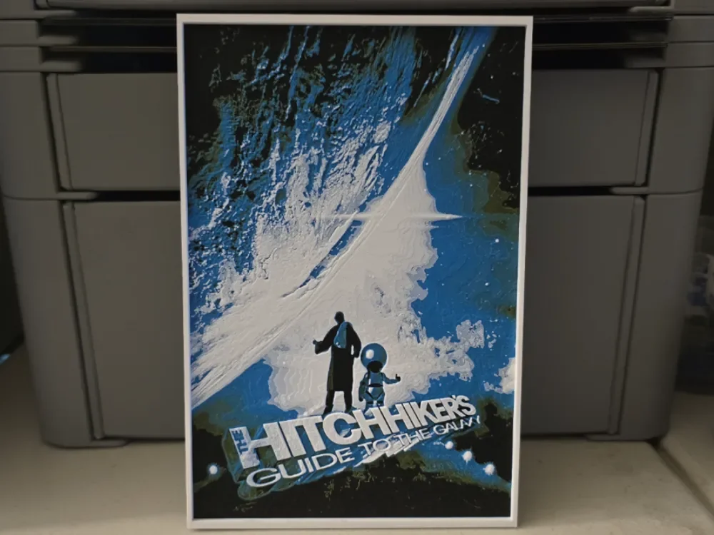 The Hitchhikers Guide To The Galaxy Movie Poster by Lumpy3D HueForge model: The Hitchhikers Guide To The Galaxy Movie Poster by Lumpy3D
