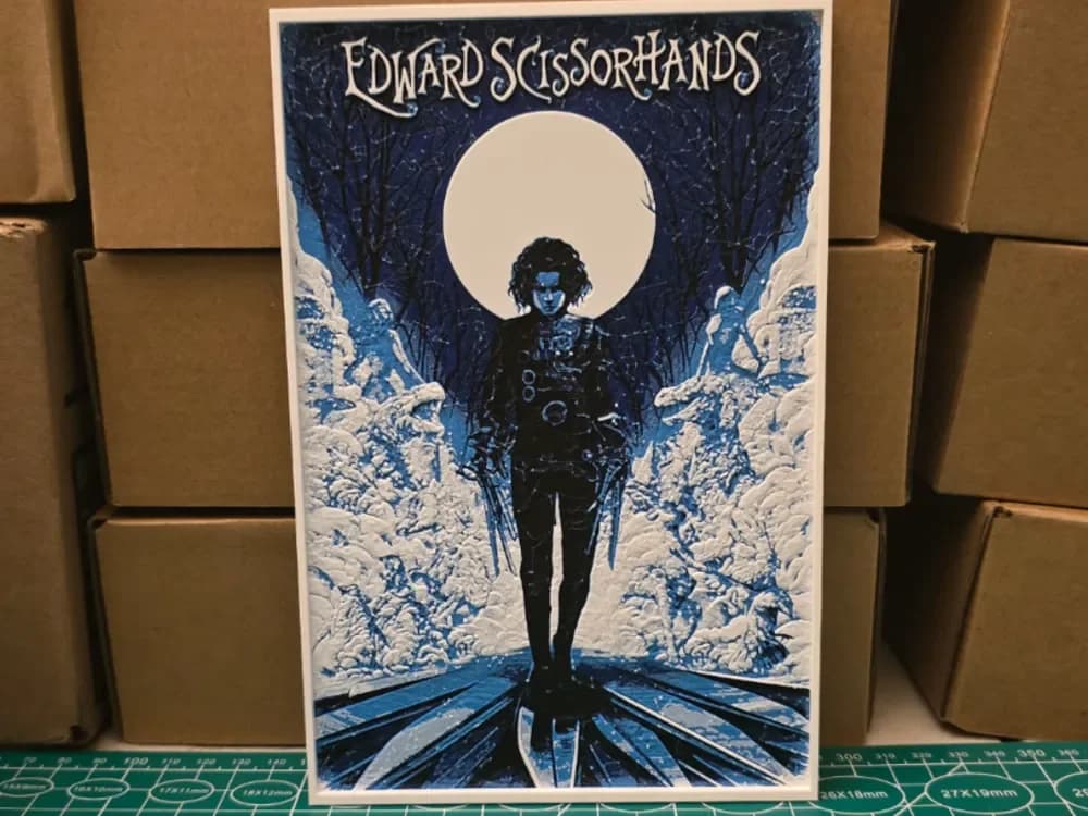 Edward Scissorhands Movie Poster - Hueforge Art by Lumpy3D HueForge model: Edward Scissorhands Movie Poster - Hueforge Art by Lumpy3D