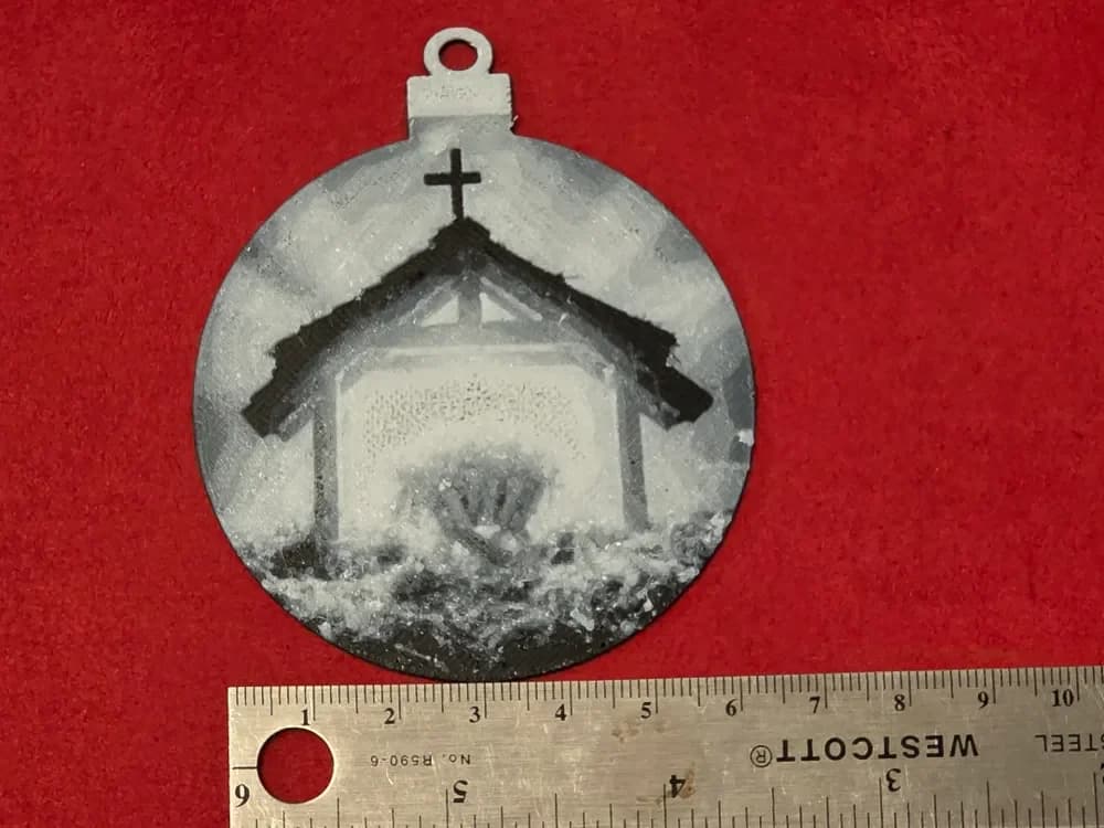 Baby Jesus Christmas Tree Ornament Hueforge NoAMS by AirMechDesigns HueForge model: Baby Jesus Christmas Tree Ornament Hueforge NoAMS by AirMechDesigns