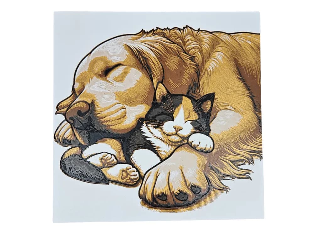 HueForge model: Pup and Kitty Napping by BusyKikiBee