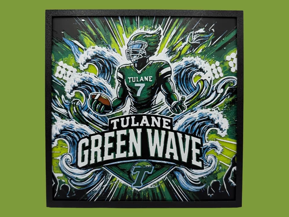 Tulane University - Green Wave - NCAA Hueforge by Canadian Gamer HueForge model: Tulane University - Green Wave - NCAA Hueforge by Canadian Gamer