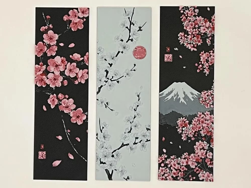 Bookmark Set: Cherry Blossoms Set #2 by 3djd HueForge model: Bookmark Set: Cherry Blossoms Set #2 by 3djd